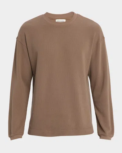 Frame Men's Cotton Waffle Textured Long-sleeve T-shirt In Brown