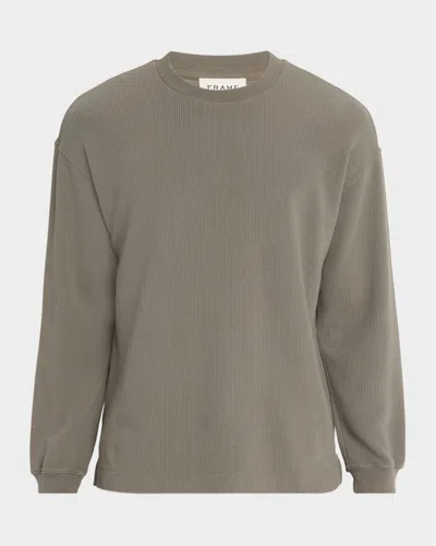 Frame Men's Cotton Waffle Textured Long-sleeve T-shirt In Gray