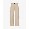Frame Traveler Contrast-button Wide-leg Mid-rise Cotton Trousers In Dark Beige