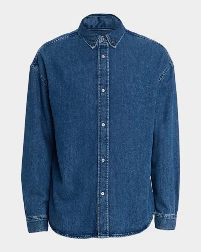 Frame Men's Denim Relaxed-fit Button-down Shirt In Blue