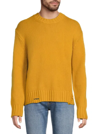 Frame Men's Destroyed Cashmere Sweater In Yellow