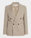 Frame Double Breasted Blazer In Neutral