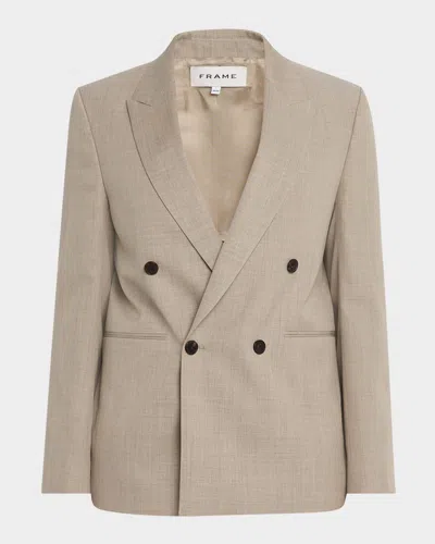 Frame Men's Double-breasted Wool Blazer In Neutral