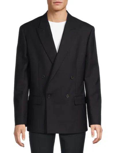 Frame Men's Double-breasted Wool Blazer In Black