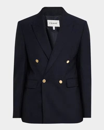 Frame Men's Double-breasted Wool Blazer Jacket In Black