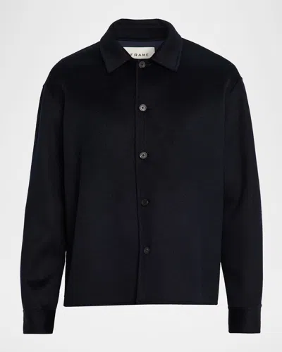 Frame Men's Double-face Wool Overshirt In Blue