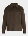 Frame Men's Double-face Wool Overshirt In Dark Taupe