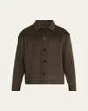 Frame Men's Double-face Wool Overshirt In Dark Taupe