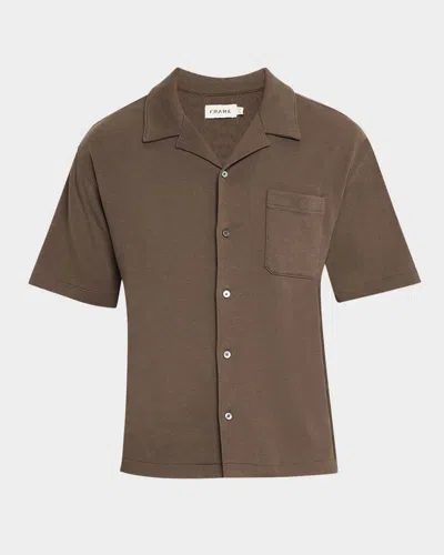 Frame Duo Fold Cotton Relaxed Fit Button Down Camp Shirt In Taupe