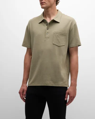 Frame Men's Duo Fold Ribbed Polo In Neutral