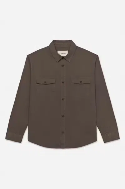 Frame Men's Fashion Denim Shirt In Dark Olive In Green