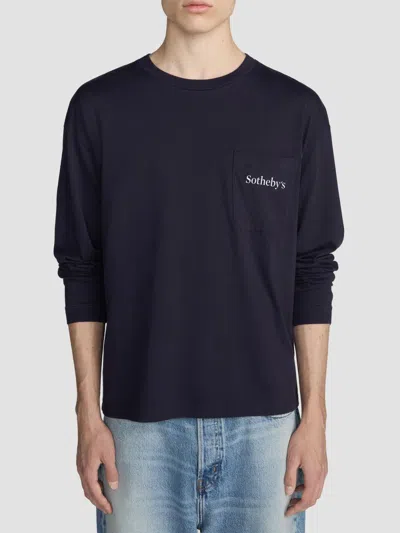 Frame Men's  X Sotheby's Cotton Crewneck T-shirt In Navy Washed