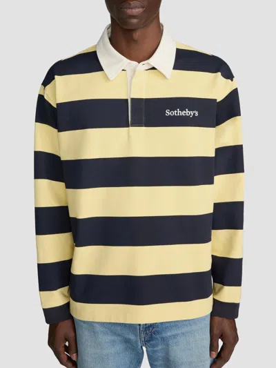 Frame Men's  X Sotheby's Striped Cotton Rugby Polo Shirt In Yellow