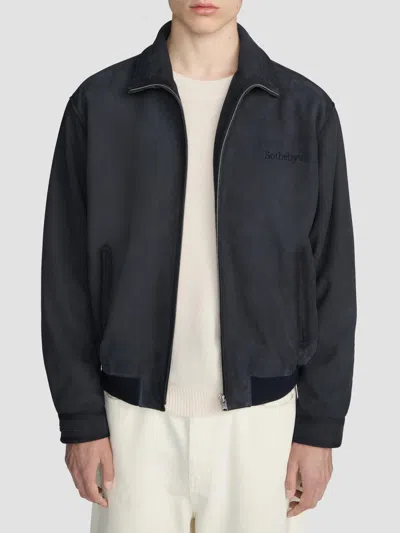 Frame Men's  X Sotheby's Suede Zip-up Bomber Jacket In Black
