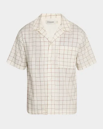 FRAME MEN'S GRID-PRINT CAMP SHIRT