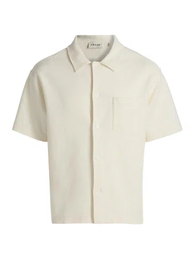 Frame Men's Jacquard Cotton Short-sleeve Shirt In White