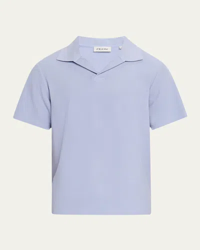 Frame Men's Jacquard Polo Shirt In Blue
