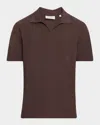 Frame Jacquard Short Sleeve Open Collar Polo Shirt In Brown