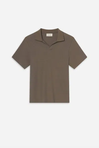 Frame Men's Jacquard Short Sleeve Polo In Dark Sage In Brown