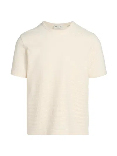 Frame Double Fold Cotton Crew Neck T-shirt In Off White