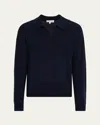 Frame Textured Polo Sweater In Black
