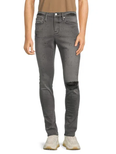 Frame Men's L'homme Jagger True Skinny Distressed Jeans In Grey