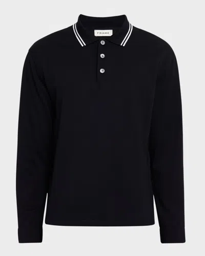 Frame Men's Light Pique Polo Shirt In Blue