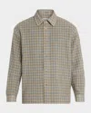 Frame Light Wool Plaid Button Down Shirt In Neutral