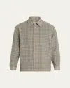 Frame Light Wool Plaid Button Down Shirt In Gray