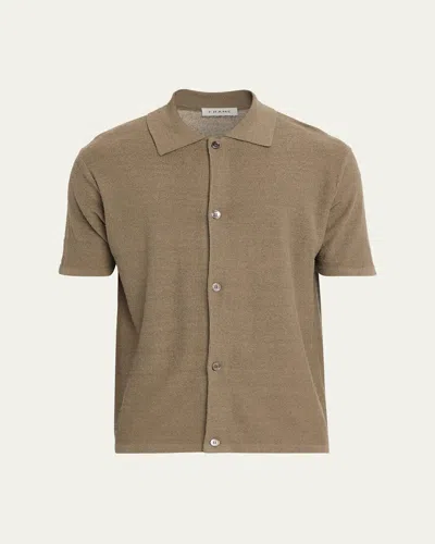 Frame Men's Linen-blend Short-sleeve Shirt In Brown