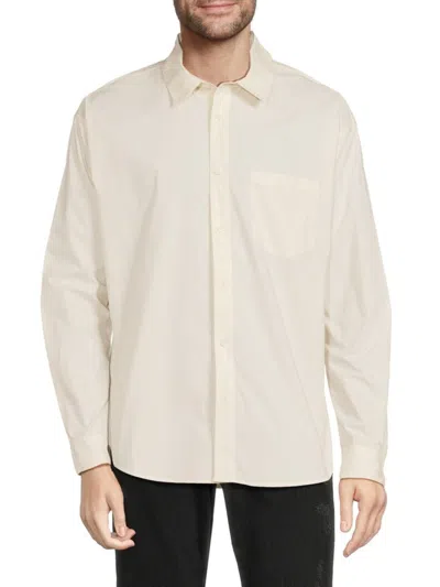 Frame Men's Long Sleeve Button Down Shirt In White Sand