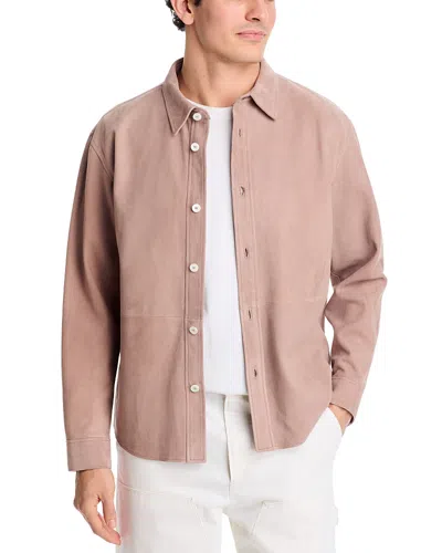 Frame Men's Long Sleeve Suede Shirt In Pink