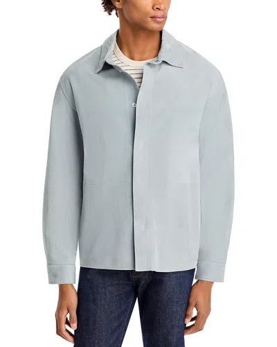 Frame Men's Long Sleeve Suede Shirt In Smoky Blue