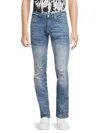 Frame Men's Mid Rise Distressed Slim Fit Jeans In Blue Wave