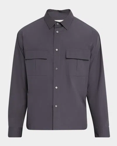 Frame Men's Multi-pocket Button-down Shirt In Gray