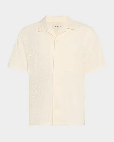 Frame Men's Open Weave Camp Shirt In Cream
