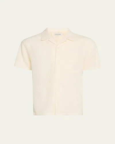 Frame Men's Open Weave Camp Shirt In Cream