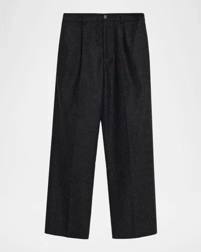Frame Men's Pinstripe Wide Leg Trousers In Gray
