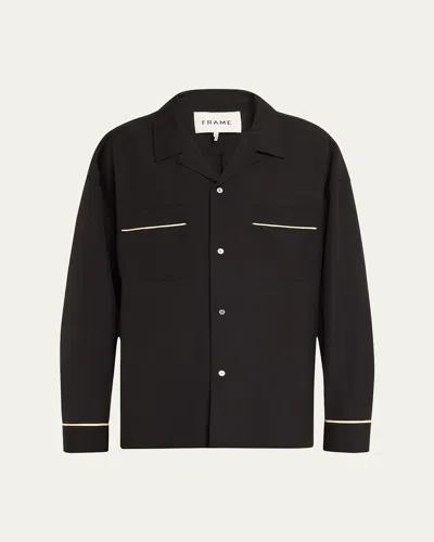 Frame Men's Piped Pajama Shirt In Black
