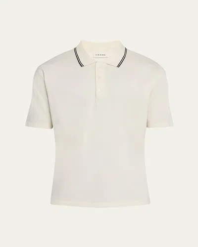 Frame Men's Pique Polo Shirt In White