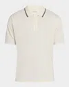 Frame Mens Striped Collar Regular-fit Pique Polo Top White Sand In White Sand