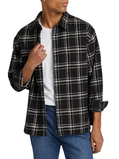 Frame Men's Plaid Cotton Overshirt In Black