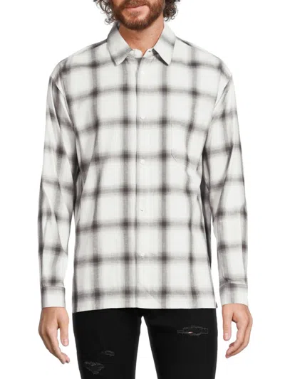 Frame Denim Plaid Flannel Shirt In Grey