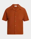 Frame Relaxed Jacquard Camp Shirt In Orange