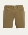Frame Men's Relaxed Raw Hem Shorts In Green