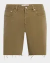 Frame Relaxed Raw Hem Denim Short In Light Brown