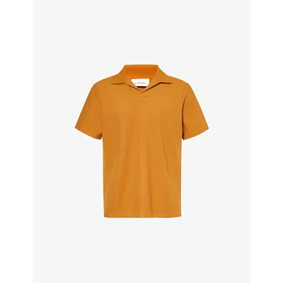 Frame Mens Rust Jacquard Short-sleeve Cotton-jersey Polo Shirt