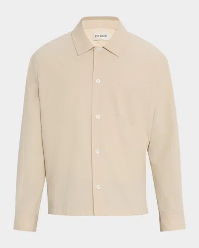 Frame Men's Seersucker Button-down Shirt In Tan