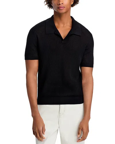 Frame Striped Silk And Cotton-blend Polo Shirt In Black
