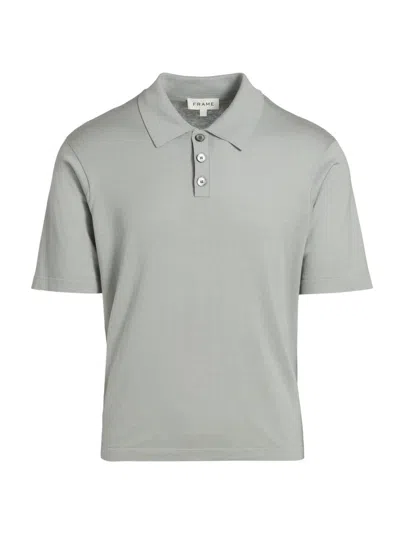 Frame Men's Silk-cotton Polo Shirt In Gray